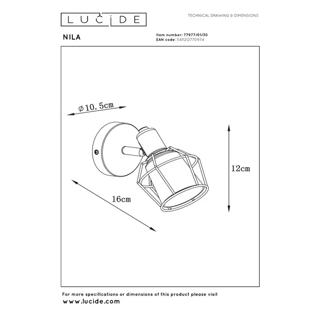 NILA - Ceiling spotlight - 1xE14 - Black - 77977/01/30