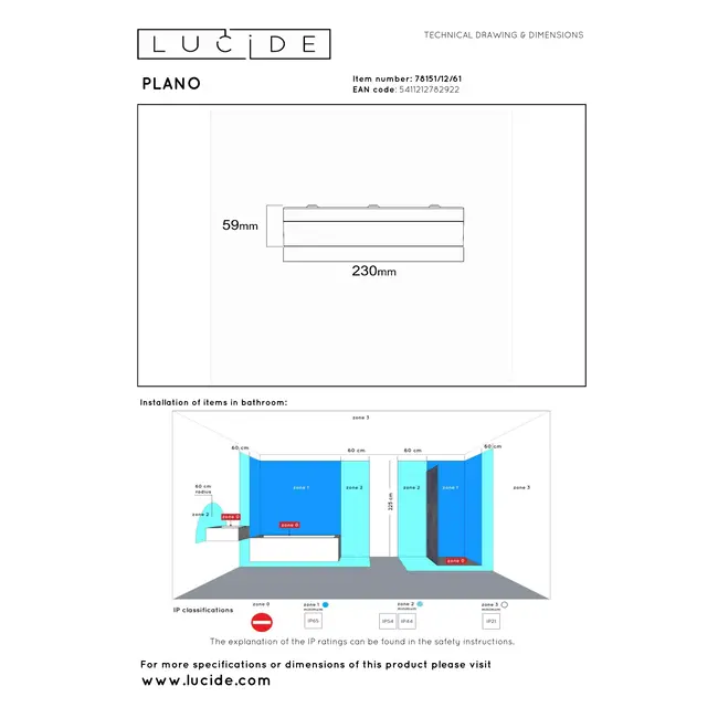 PLANO - Plafonnier de salle de bain - Ø 23 cm - LED à intensité variable - CCT - 1x11 W 2700 K/4000 K - IP44 - Opale - 78151/12/61