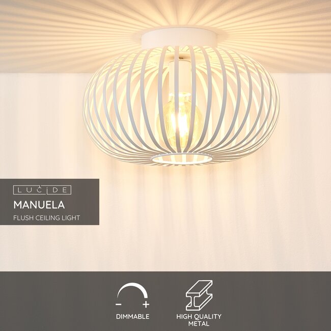 MANUELA - Ceiling lamp - Ø 39.5 cm - 1xE27 - White - 78174/40/31