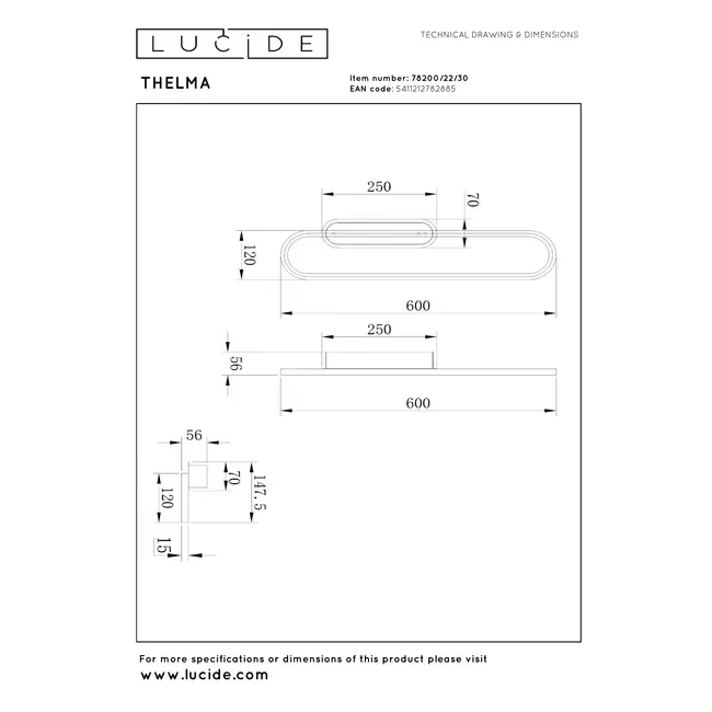 THELMA - Wandlamp - LED Dimb. - 1x24W 2700K - Zwart - 78200/22/30