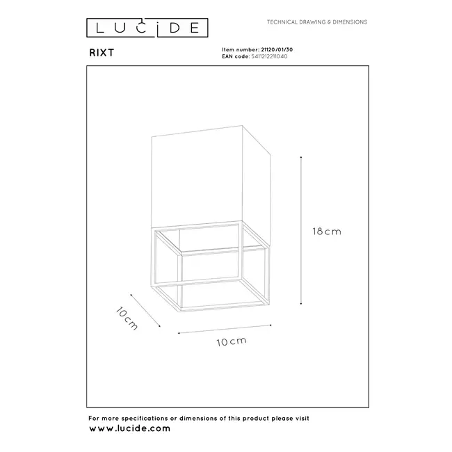 RIXT - Plafonnière - 1xE27 - Zwart - 21120/01/30