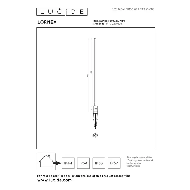 LORNEX - Garden spotlight - Ø 4.9 cm - LED - 1x6W 3000K - IP54 - Black - 29832/99/30