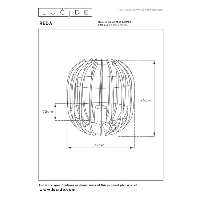 REDA - Table lamp - Ø 22 cm - 1xE27 - Black - 78599/01/30