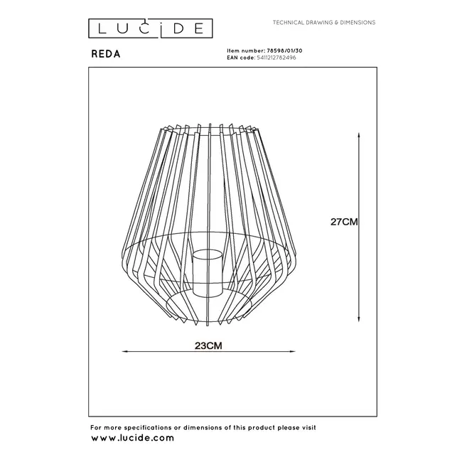 REDA - Table lamp - 1xE27 - Black - 78598/01/30