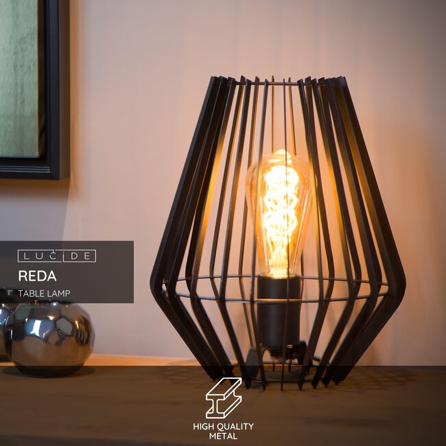 REDA - Tafellamp - 1xE27 - Zwart - 78598/01/30