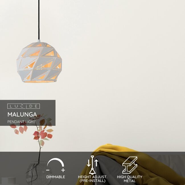 MALUNGA - Hanging lamp - Ø 25 cm - 1xE27 - White - 21415/25/31
