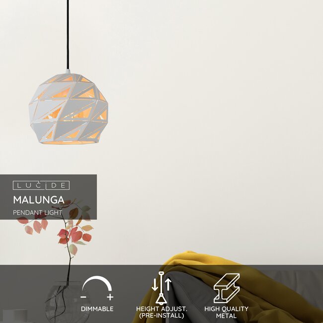 MALUNGA - Suspension - Ø 25 cm - 1xE27 - Blanc - 21415/25/31
