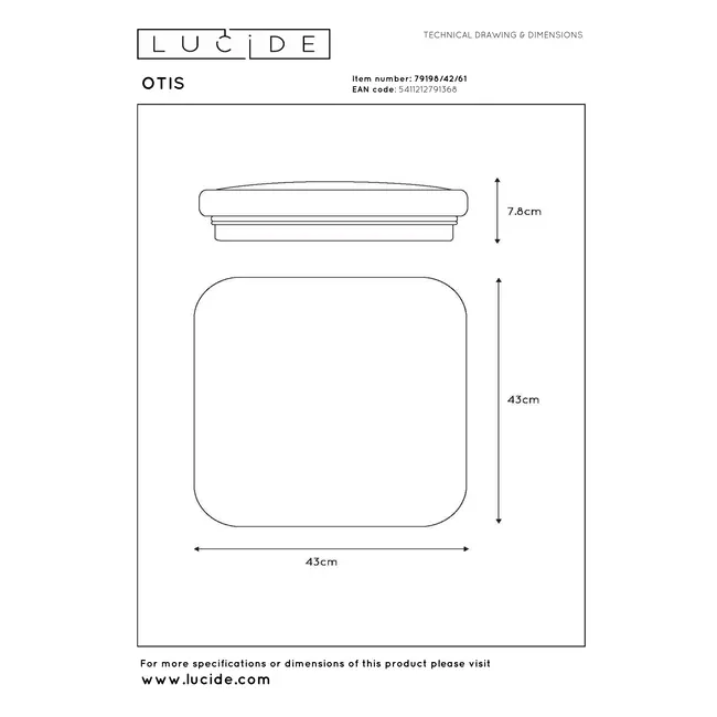 OTIS - Plafonnier - LED - 1x42W 3000K - Opale - 79198/42/61