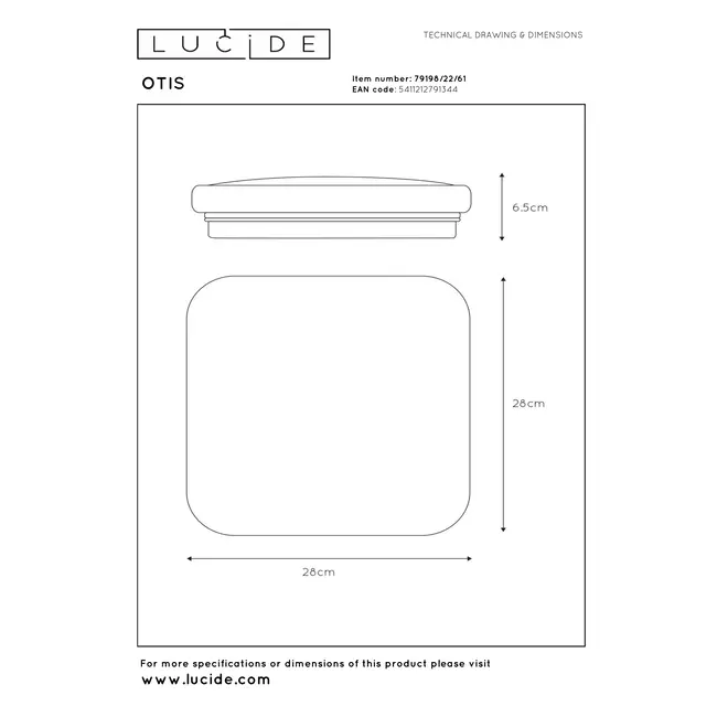 OTIS - Ceiling light - LED - 1x20W 3000K - Opal - 79198/22/61