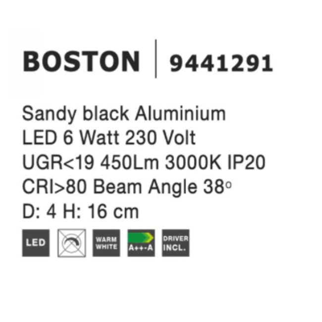 Boston - Spot en saillie - Noir - 9441291