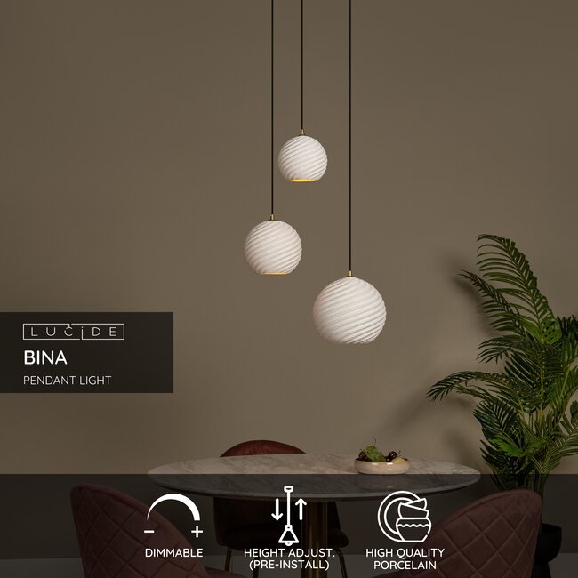 BINA - Pendant lamp - Ø 40 cm - 3xE27 - White - 13451/03/31