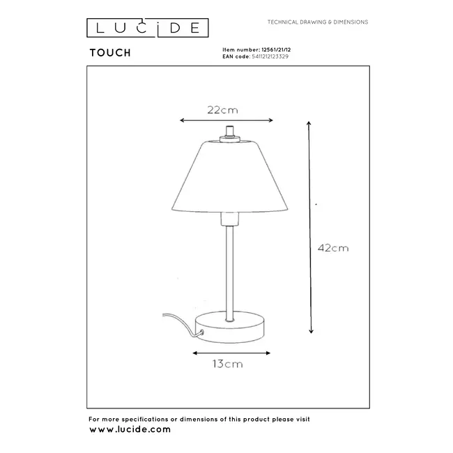 TOUCH - Lampe de table - Ø 22 cm - 1xE14 - Chrome mat - 12561/21/12
