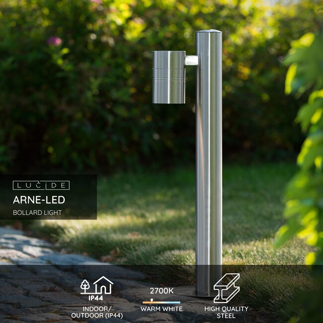 ARNE-LED - Pedestal lamp - Ø 6.3 cm - LED - GU10 - 1x5W 2700K - IP44 - Matt chrome - 14867/49/12