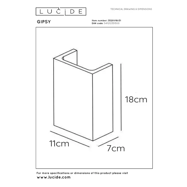 GIPSY - Wandlamp - 1xG9 - Wit - 35201/18/31