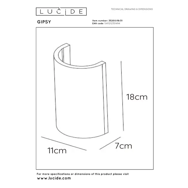 GIPSY - Wall lamp - 1xG9 - White - 35200/18/31