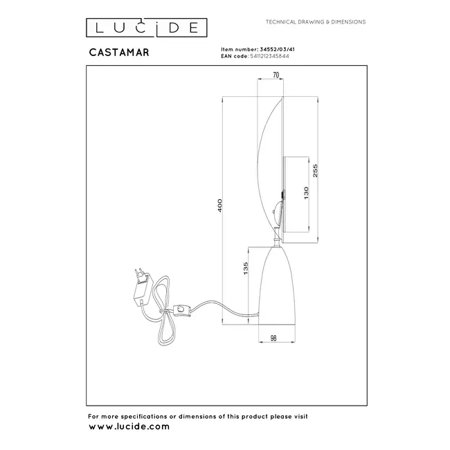 CASTAMAR - Table lamp - Ø 25.5 cm - LED - 1x8W 2100K - Taupe - 34552/03/41