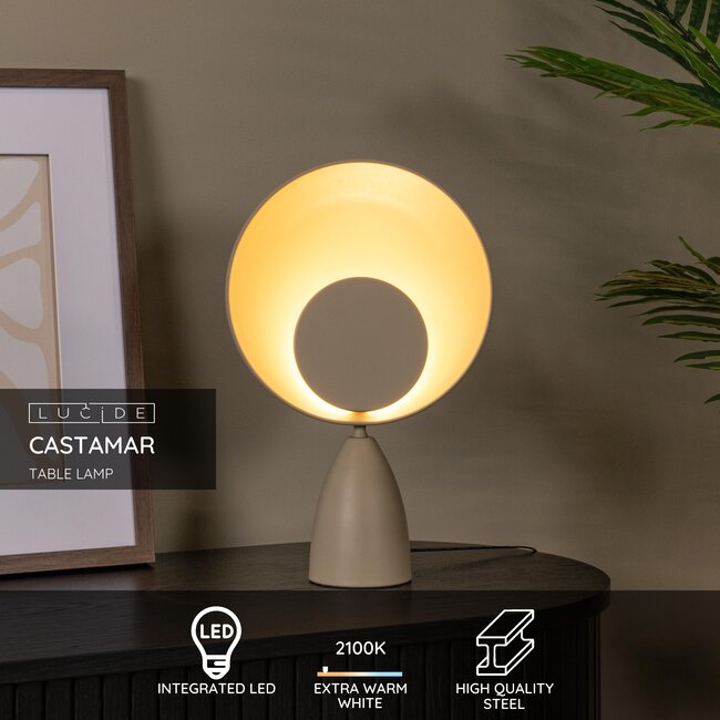 CASTAMAR - Table lamp - Ø 25.5 cm - LED - 1x8W 2100K - Taupe - 34552/03/41