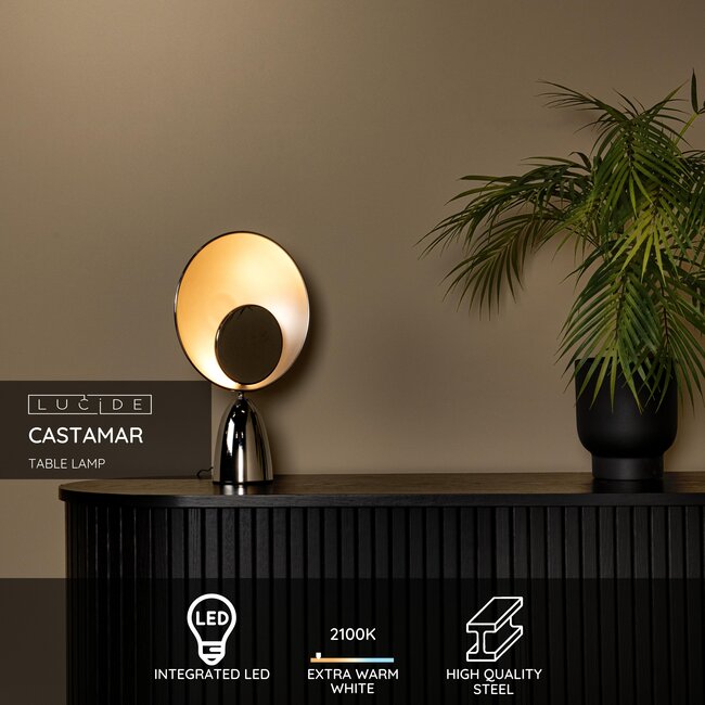 CASTAMAR - Table lamp - Ø 25.5 cm - LED - 1x8W 2100K - Chrome - 34552/03/11