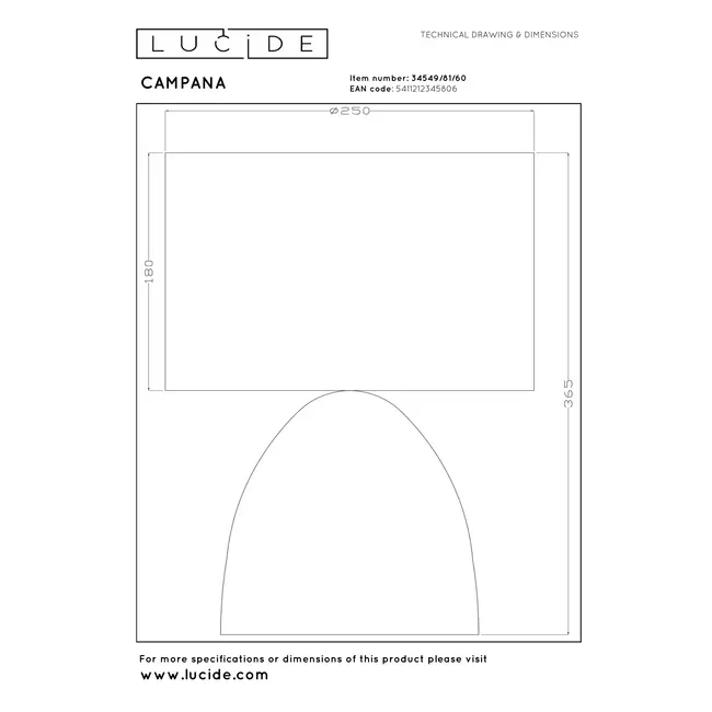 CAMPANA - Lampe de table - 1xE27 - Transparente - 34549/81/60