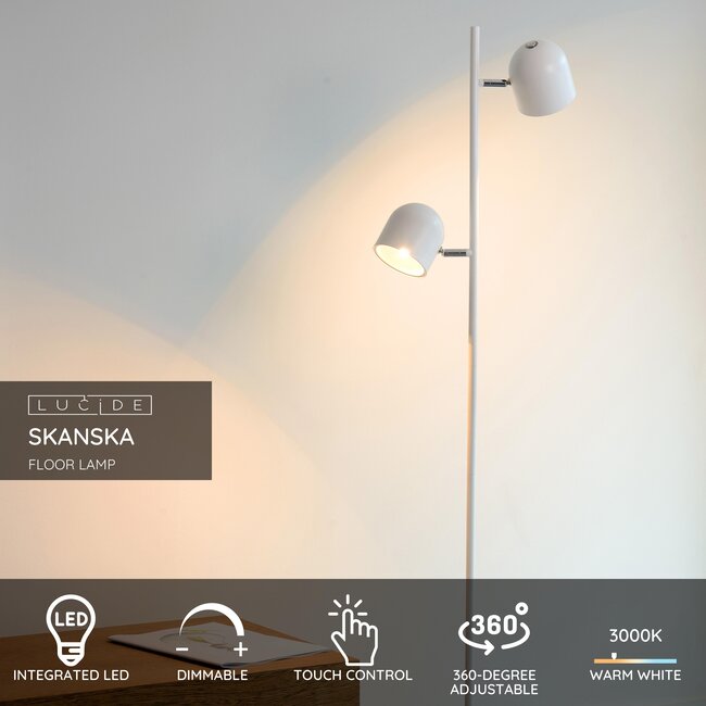 SKANSKA - Lampadaire - LED Dimb. - 2x5W 3000K - Blanc - 03703/10/31