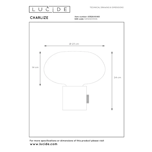 CHARLIZE - Tafellamp - Ø 23 cm - 1xE27 - Fumé - 03520/01/65