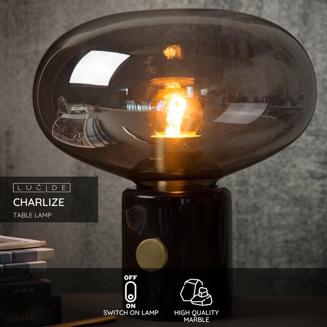 CHARLIZE - Lampe de table - Ø 23 cm - 1xE27 - Fumée - 03520/01/65