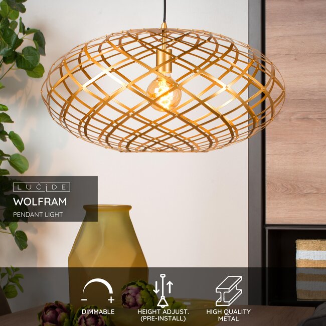 WOLFRAM - Pendant lamp - Ø 65 cm - 1xE27 - Matt Gold / Brass - 21417/65/02