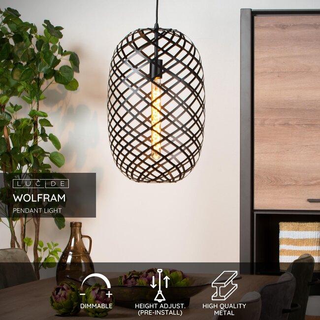 WOLFRAM - Pendant lamp - Ø 32 cm - 1xE27 - Black - 21417/32/30