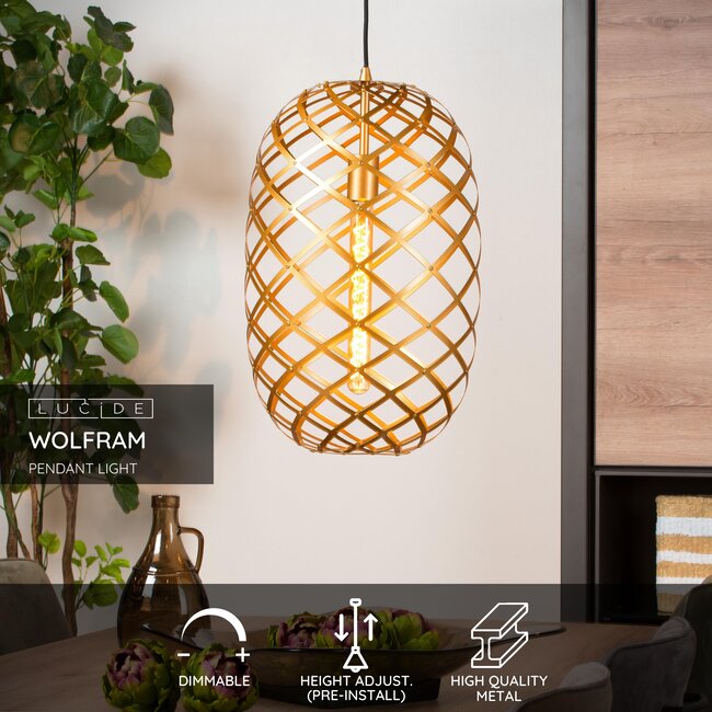 WOLFRAM - Hanglamp - Ø 32 cm - 1xE27 - Mat Goud / Messing - 21417/32/02
