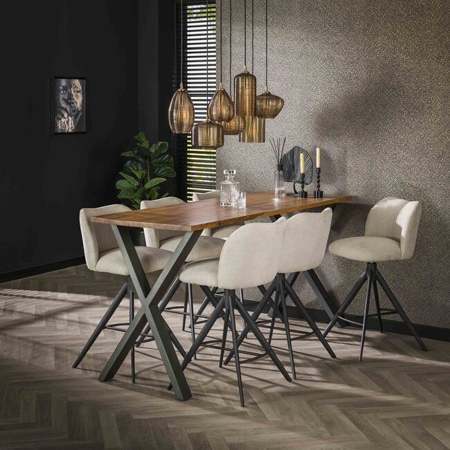 Pendant lamp 4+3 stripe glass horizontal / Amber colored glass