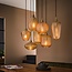 LioLights Hanglamp 4+3 V-shape pattern mix / Amberkleurig glas