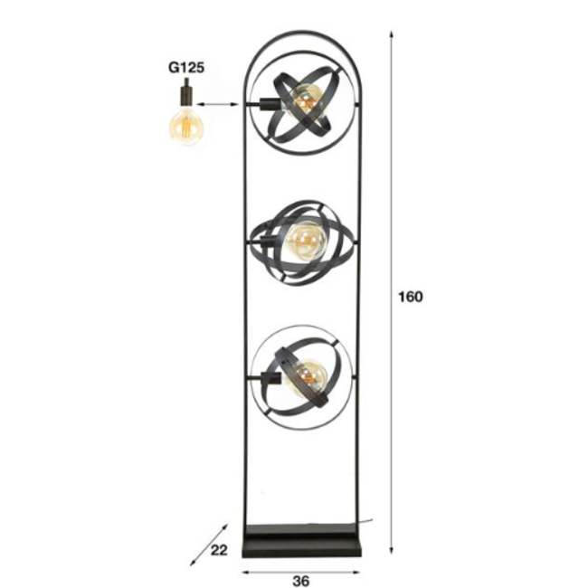 Floor lamp 3L cosmos mesh / Artic black