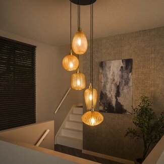 LioLights Suspension 5L en forme de V à gradins / Verre ambré