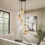 Pendant lamp 5L V-shape pattern stepped / Amber glass