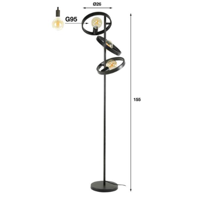 Lampadaire 3L Hover / Anthracite