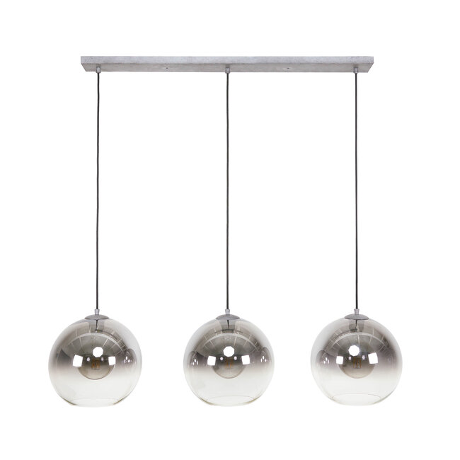 Suspension 3L abat-jour bulle / Argent vieilli