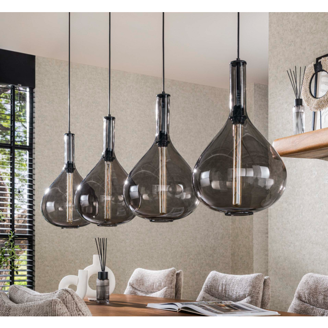 Suspension 4L goutte verre fumé / noir arctique