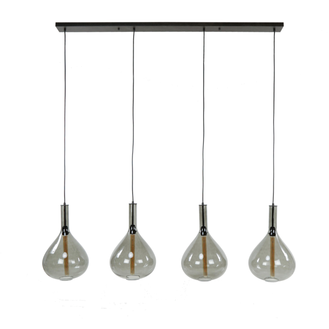 Pendant lamp 4L drop smoke glass / Artic black