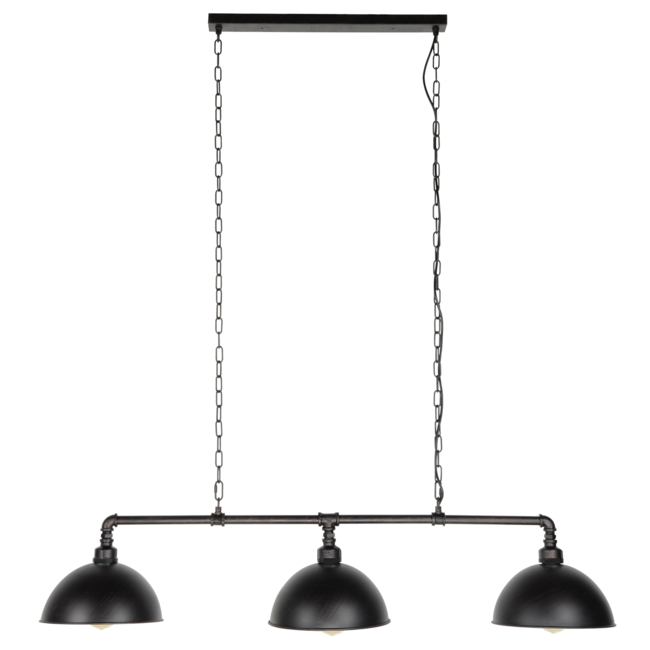 Hanglamp 3L halfronde kap-industrial tube / Zwart