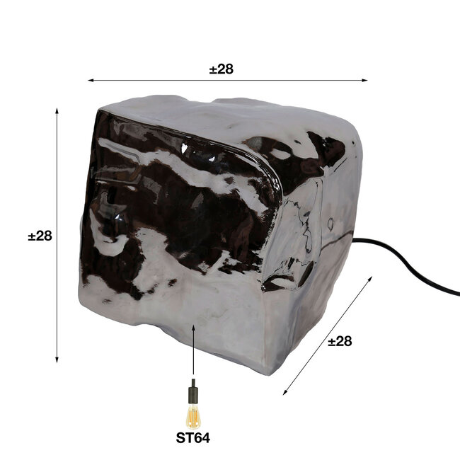 Tafellamp rock chromed / Chromed glas
