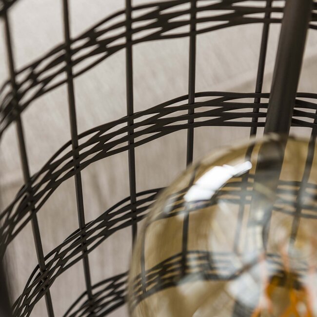 Vloerlamp 2L metal blinds / Zwart nikkel