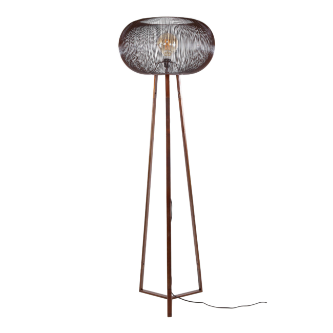 Floor lamp 3-legged copper twist / Black nickel