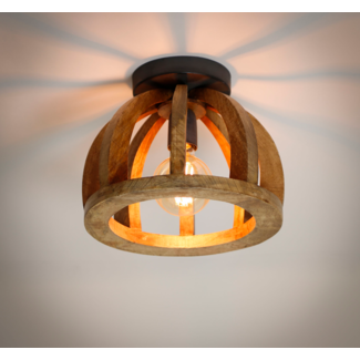 LioLights Ceiling lamp curved wooden bar / Solid mango natural