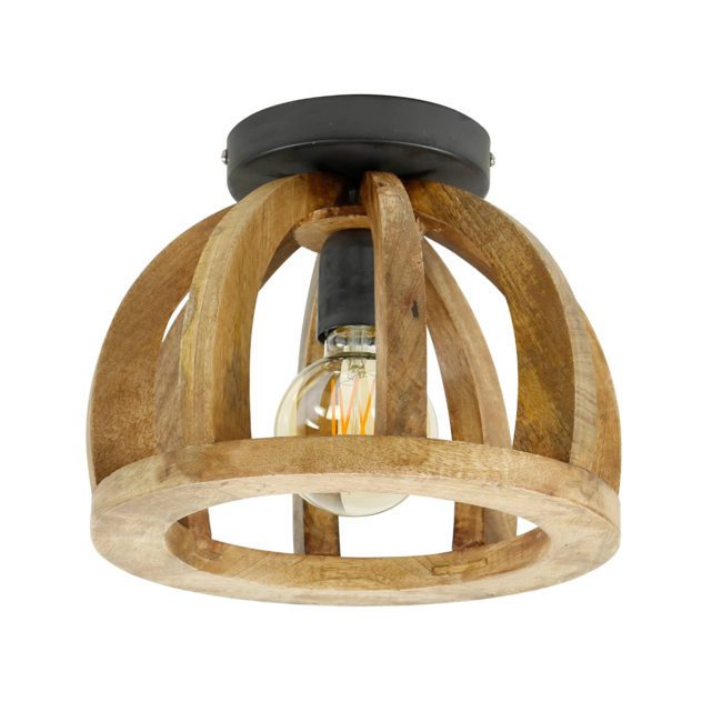 Plafondlamp gebogen houten spijl / Massief mango naturel