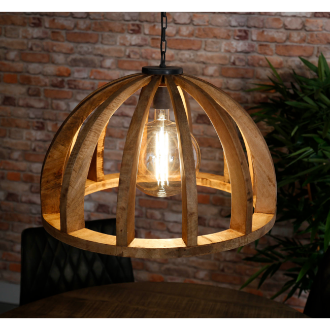 Hanging lamp Ø60 curved wooden bars / Solid mango natural / Solid mango natural
