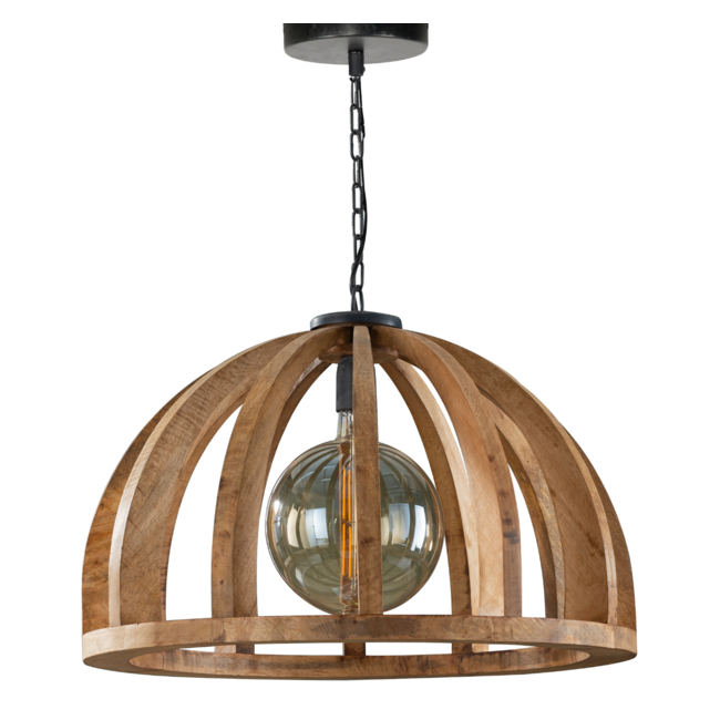 Hanging lamp Ø60 curved wooden bars / Solid mango natural / Solid mango natural