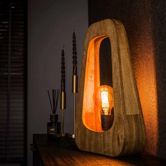 LioLights Table lamp 1L bray / Solid mango natural