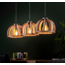 LioLights Hanglamp 3x Ø30 gebogen houten spijlen / Massief mango naturel