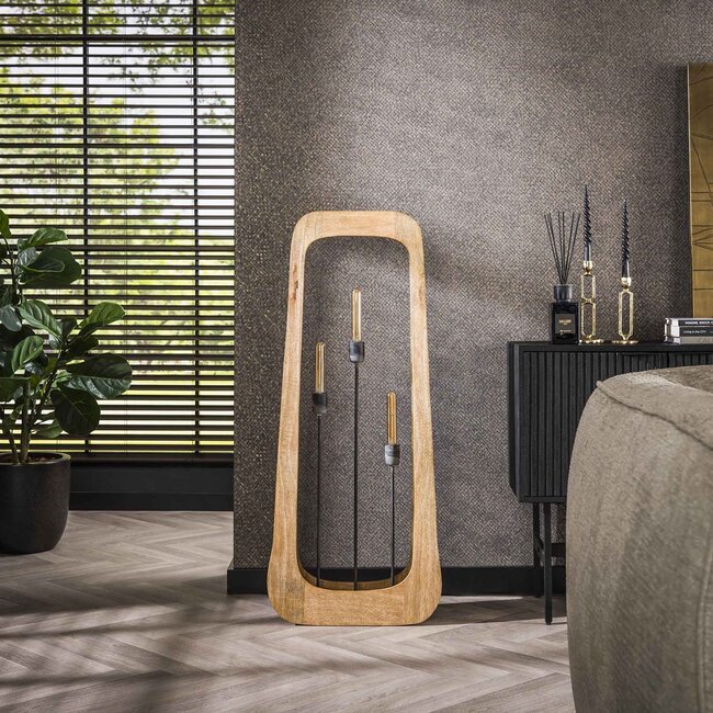 Floor lamp 3L bray / Solid mango natural