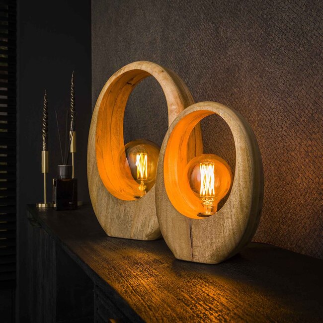 Table lamp 1L Arch wood L / Solid mango natural